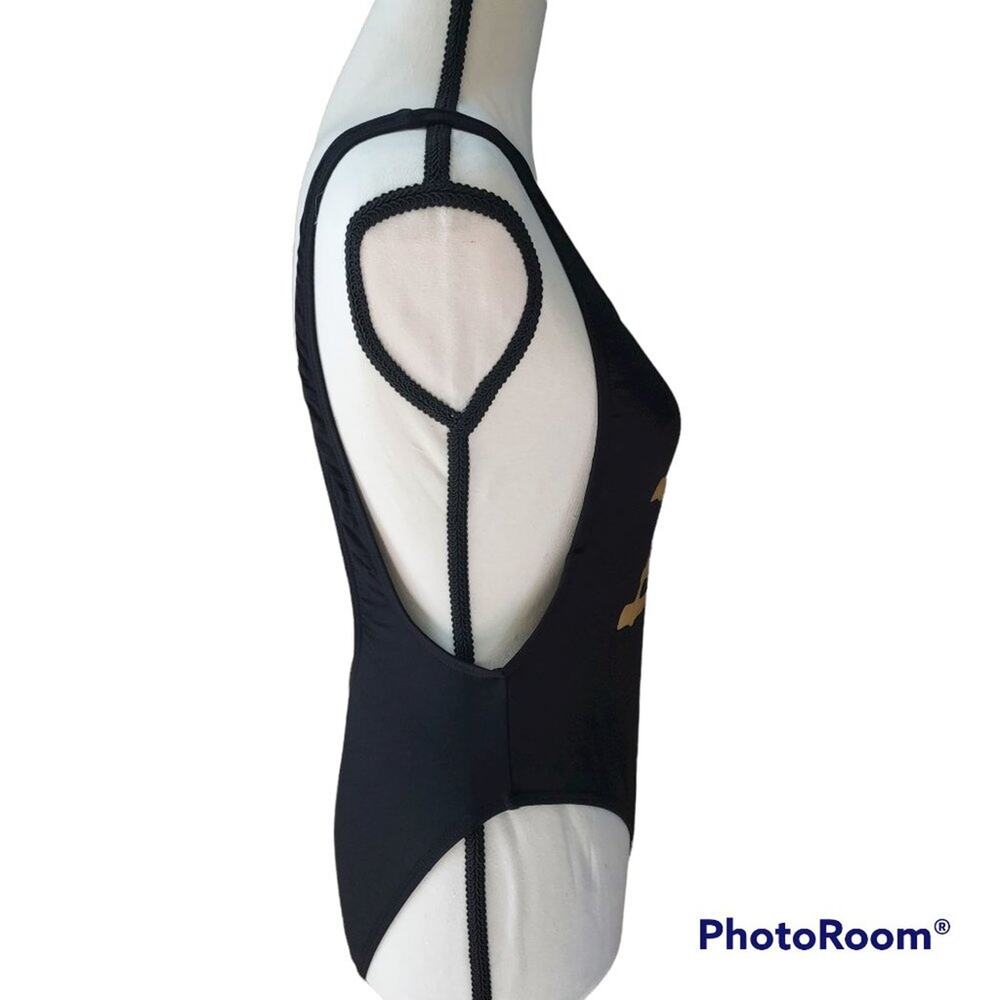 Envya Beach Babe High Leg Black Gold Sexy One Piece Swimsuit Size Small NWT - Picture 6 of 7